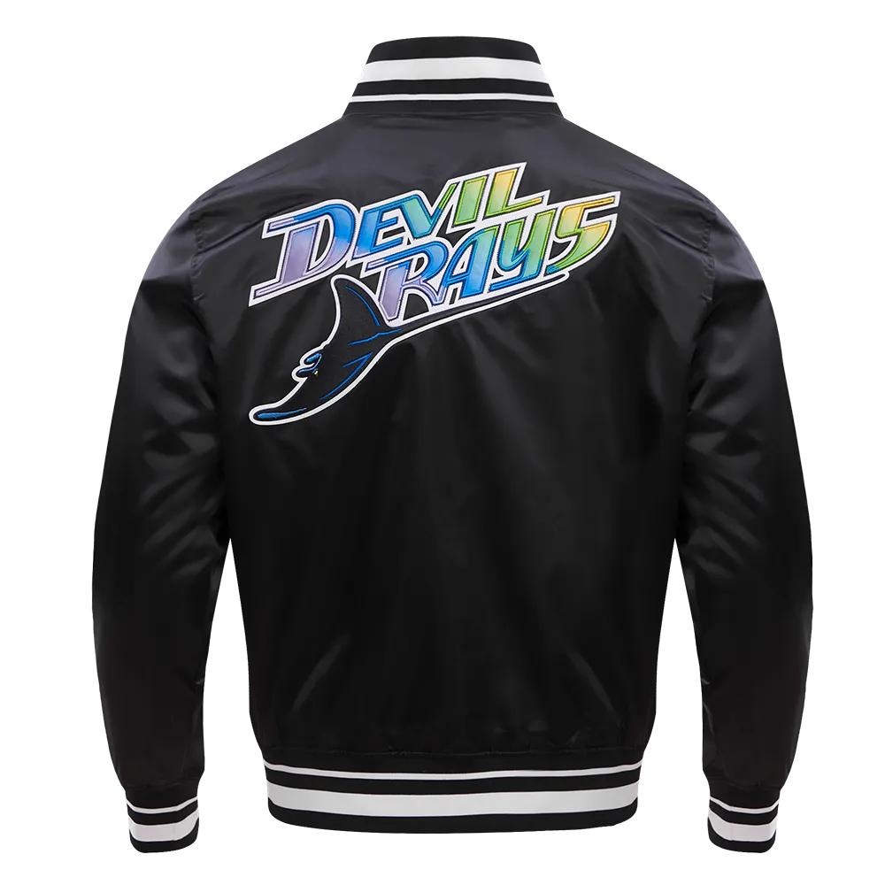 MLB TAMPA DEVIL RAYS RETRO CLASSIC MEN'S RIB SATIN JACKET (BLACK)