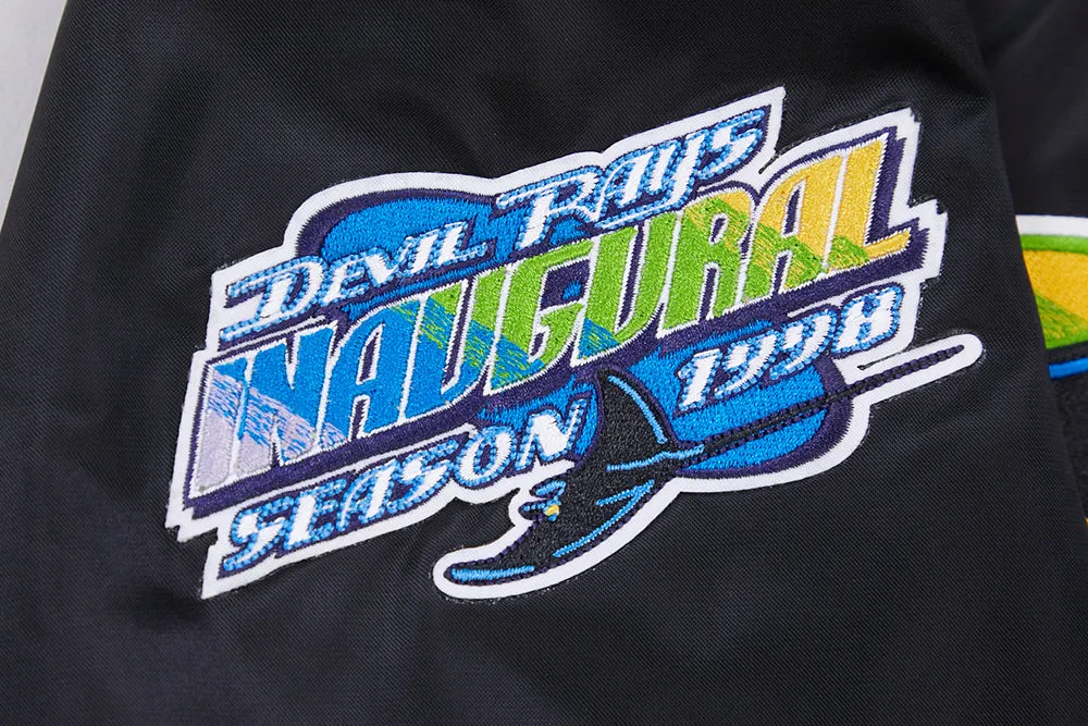 MLB TAMPA DEVIL RAYS RETRO CLASSIC MEN'S RIB SATIN JACKET (BLACK)