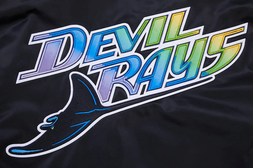 MLB TAMPA DEVIL RAYS RETRO CLASSIC MEN'S RIB SATIN JACKET (BLACK)