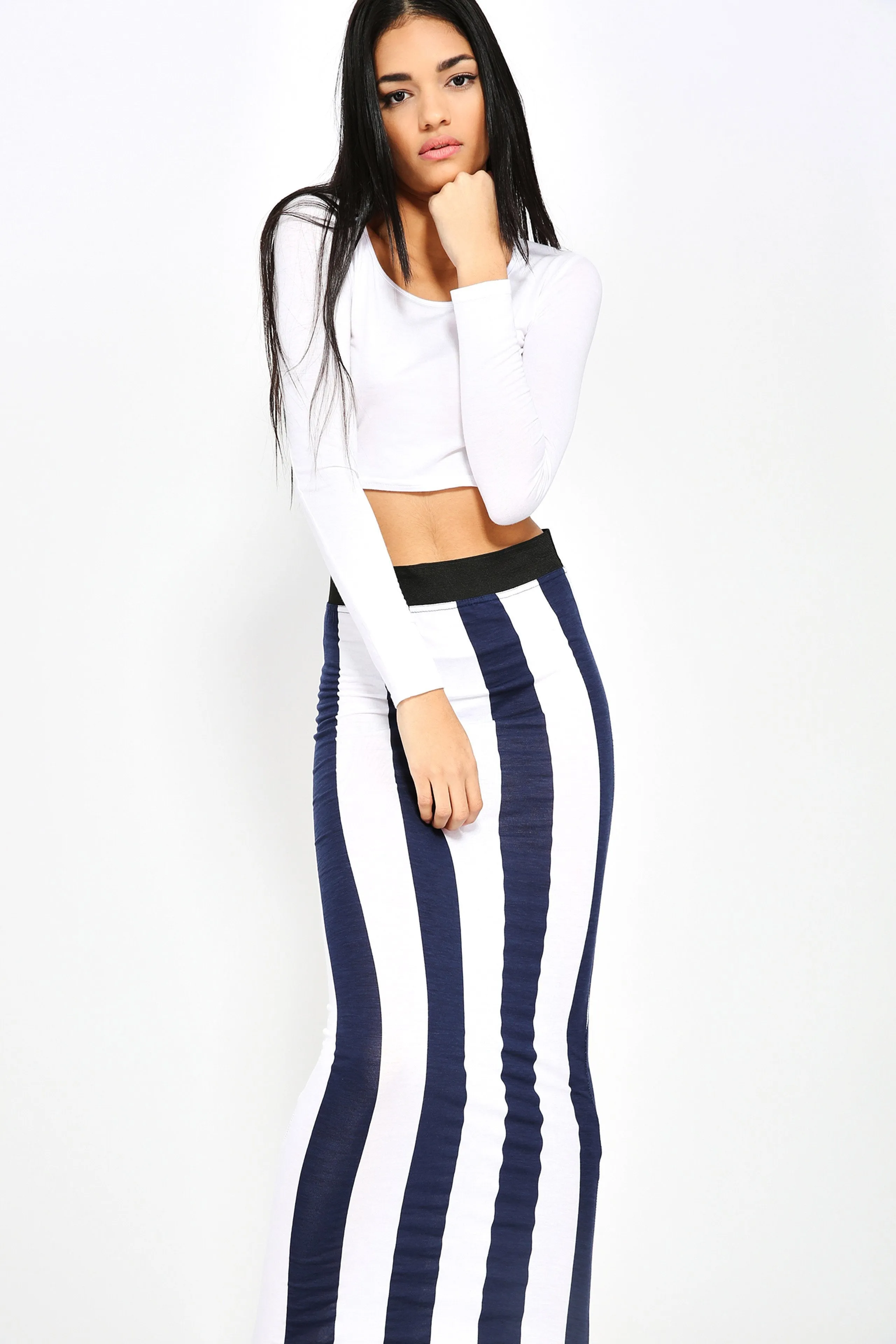 Multi Stripe Jersey Maxi Skirt