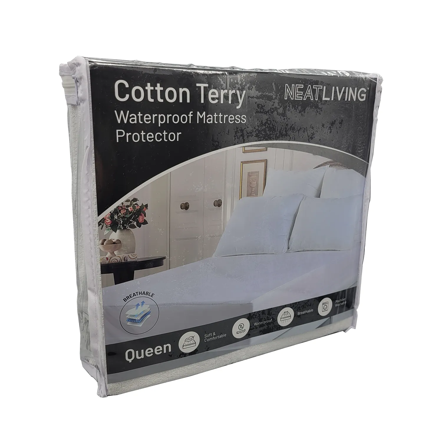 Neat-Living Cotton Terry Waterproof Mattress Protector, Assorted Sizes