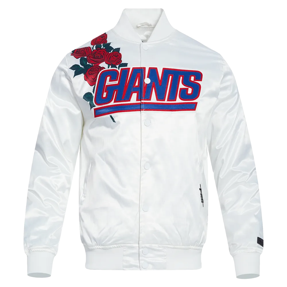 NFL NEW YORK GIANTS ROSES MEN'S SATIN JACKET (WHITE)