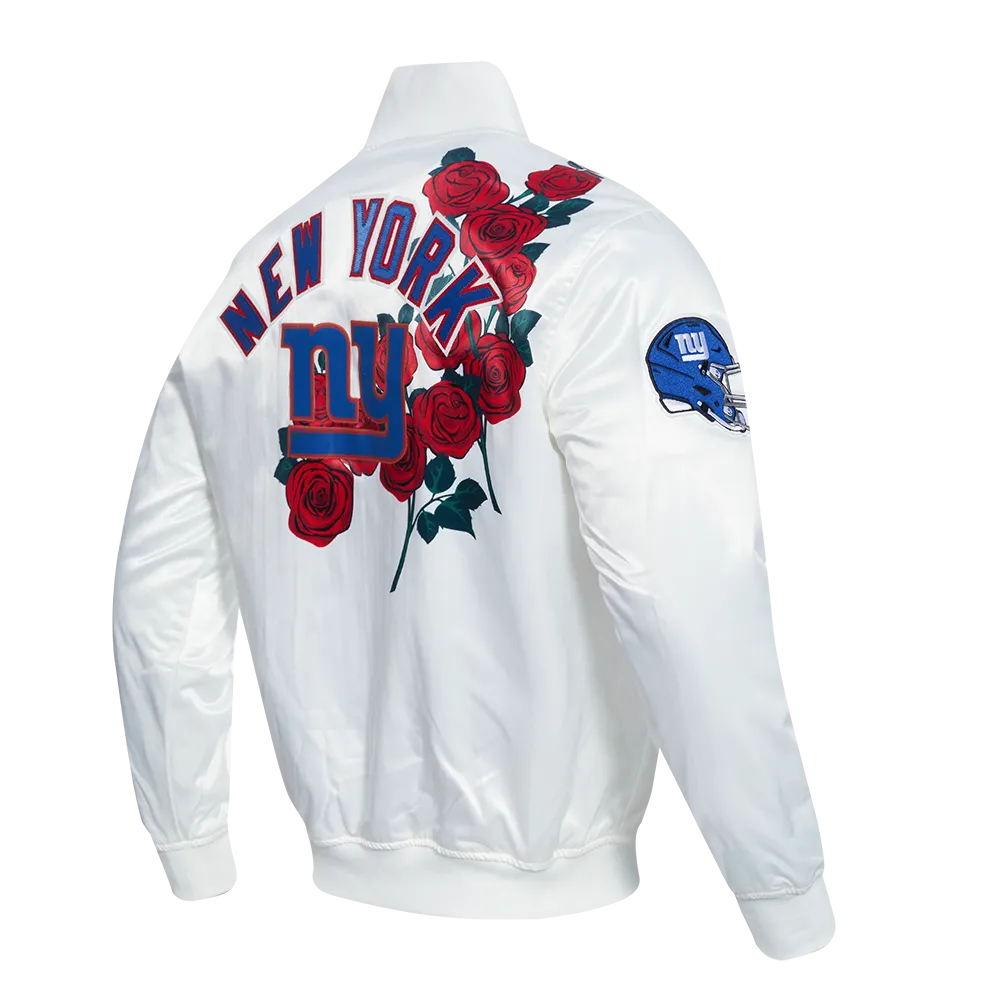 NFL NEW YORK GIANTS ROSES MEN'S SATIN JACKET (WHITE)