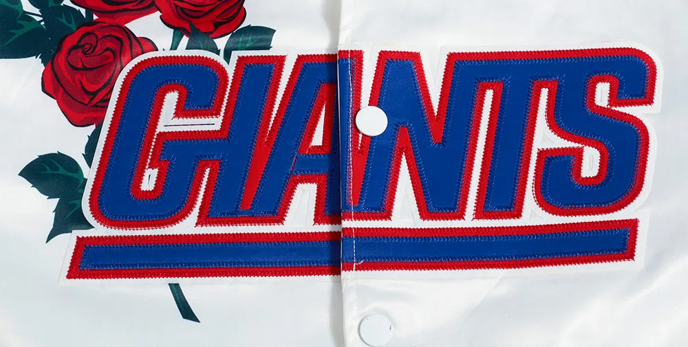 NFL NEW YORK GIANTS ROSES MEN'S SATIN JACKET (WHITE)