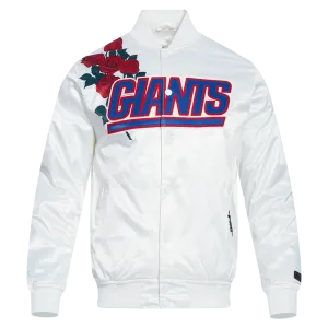 NFL NEW YORK GIANTS ROSES MEN'S SATIN JACKET (WHITE)