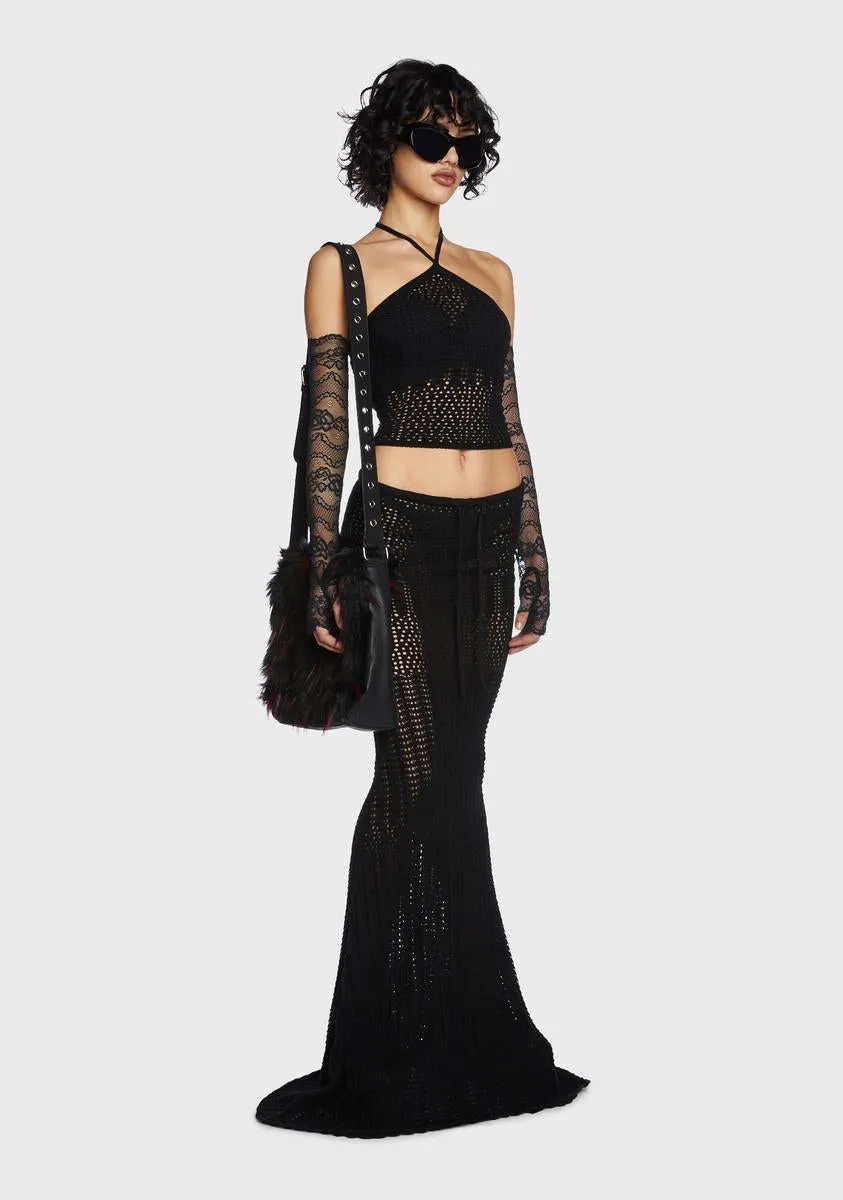 Night Radiance Crochet Maxi Skirt