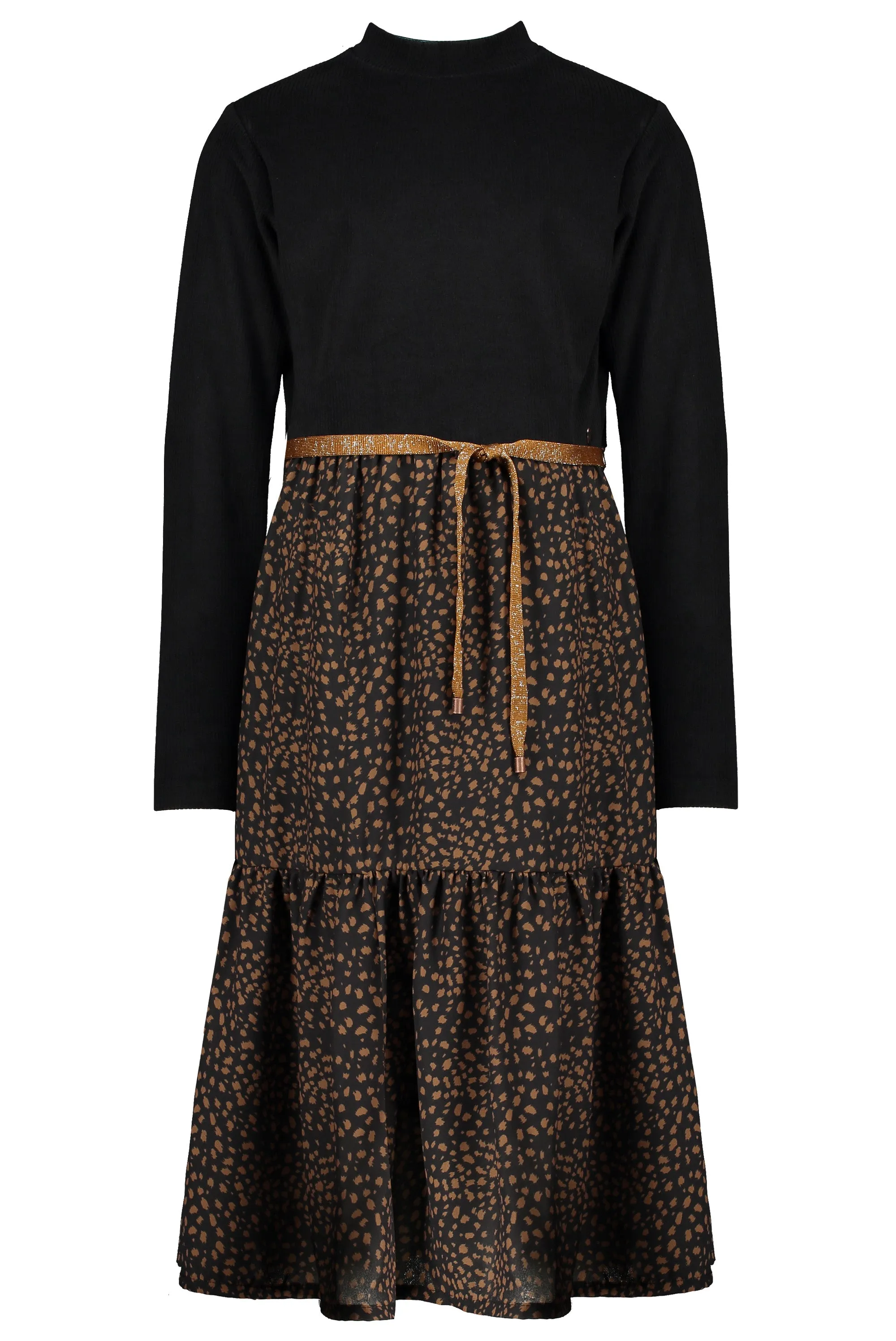 NoNo Mikado maxi dress with velours rib top woven skirt