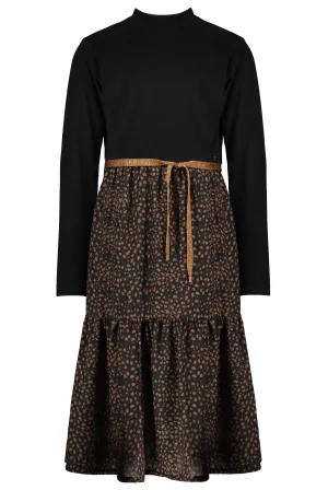 NoNo Mikado maxi dress with velours rib top woven skirt