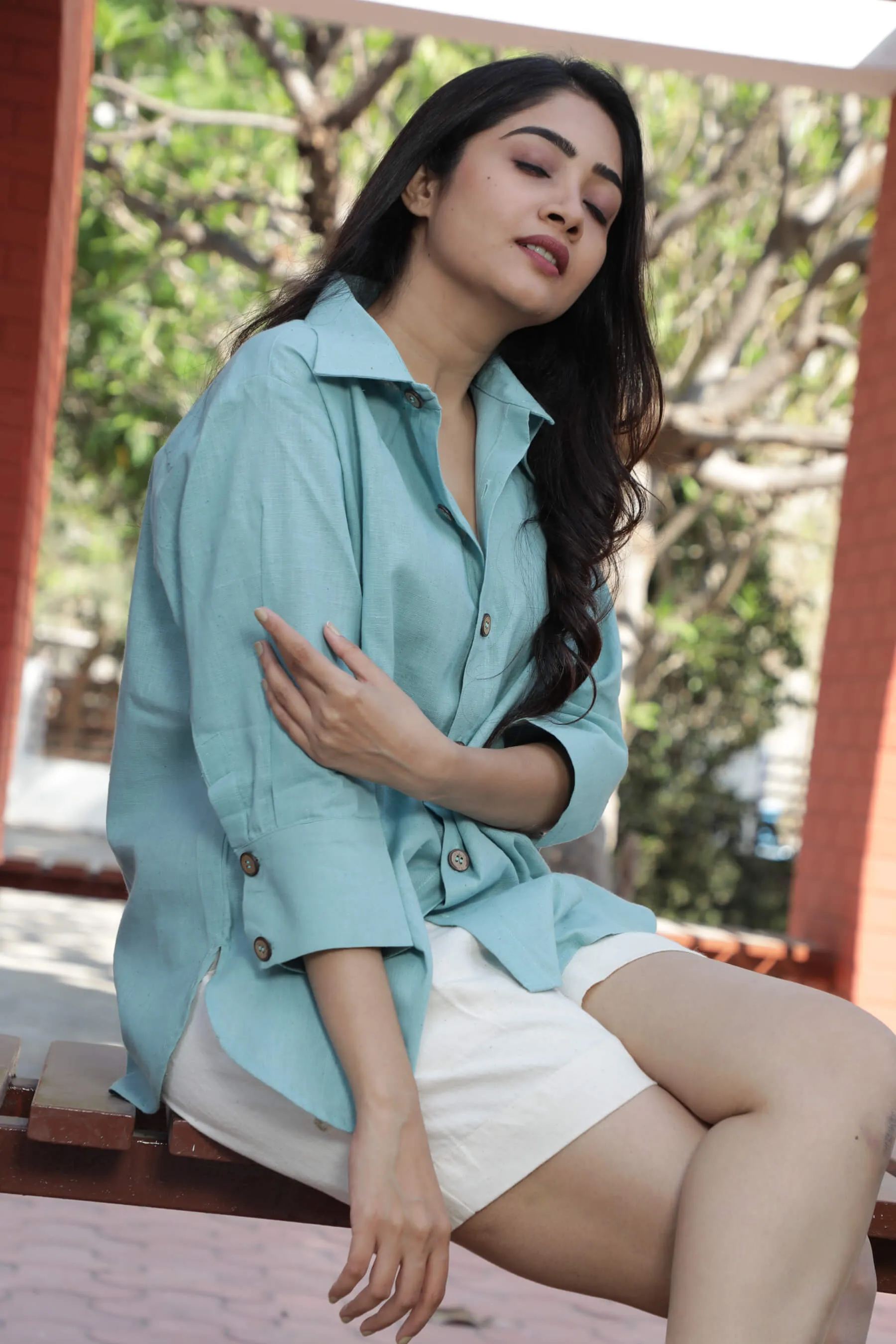 Ocean Blue Kala Cotton Shirt for Women