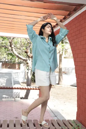 Ocean Blue Kala Cotton Shirt for Women