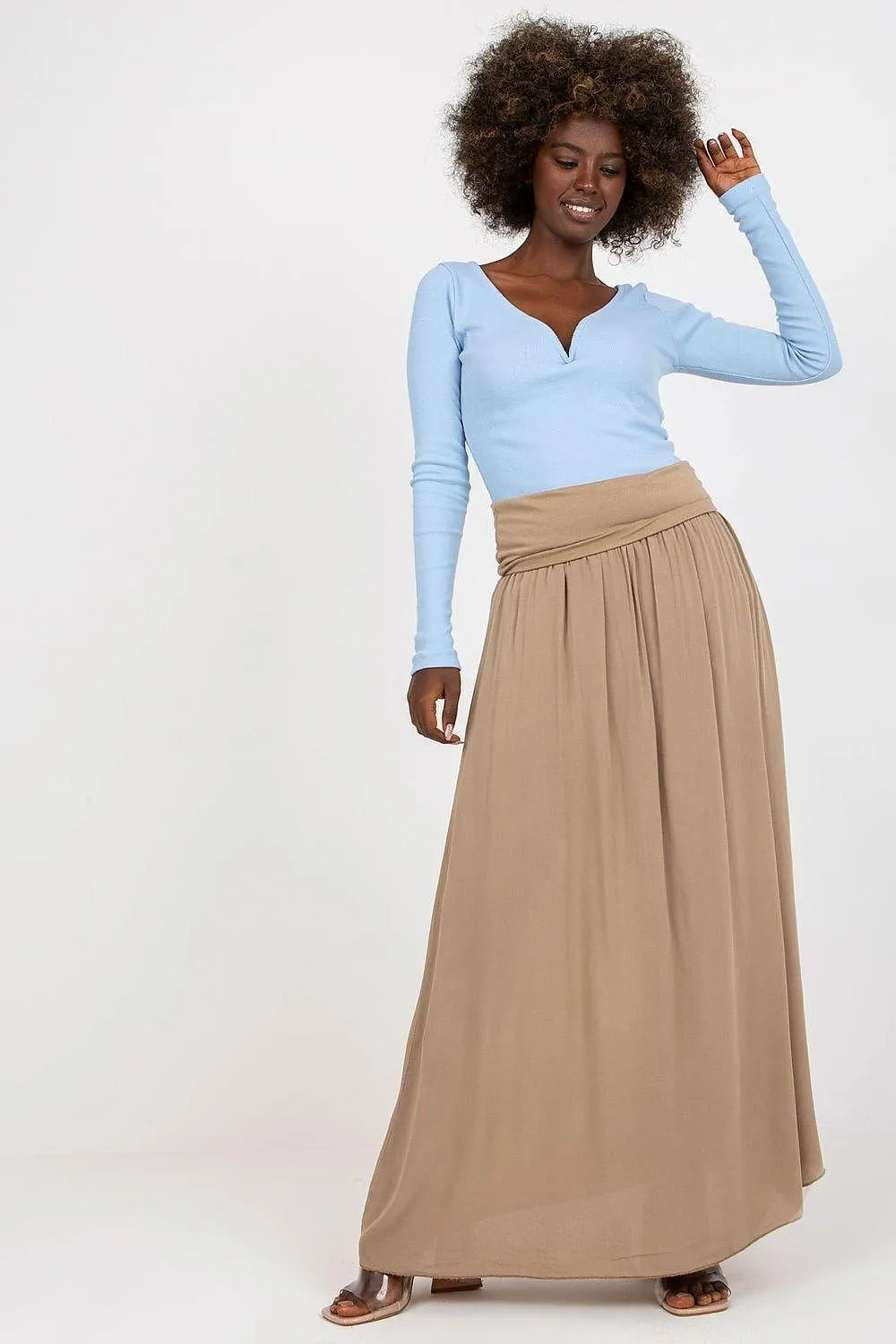 Och Bella smooth, solid material casual maxi skirt