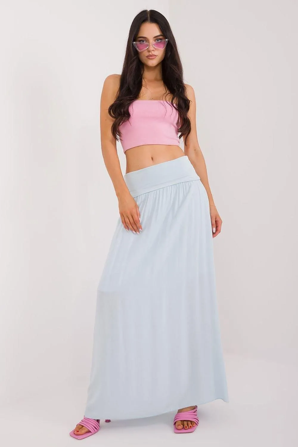 Och Bella smooth, solid material casual maxi skirt