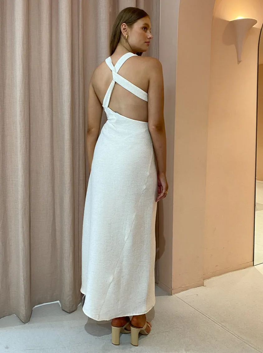 One Fell Swoop Accent Maxi Dress in Natural Linen
