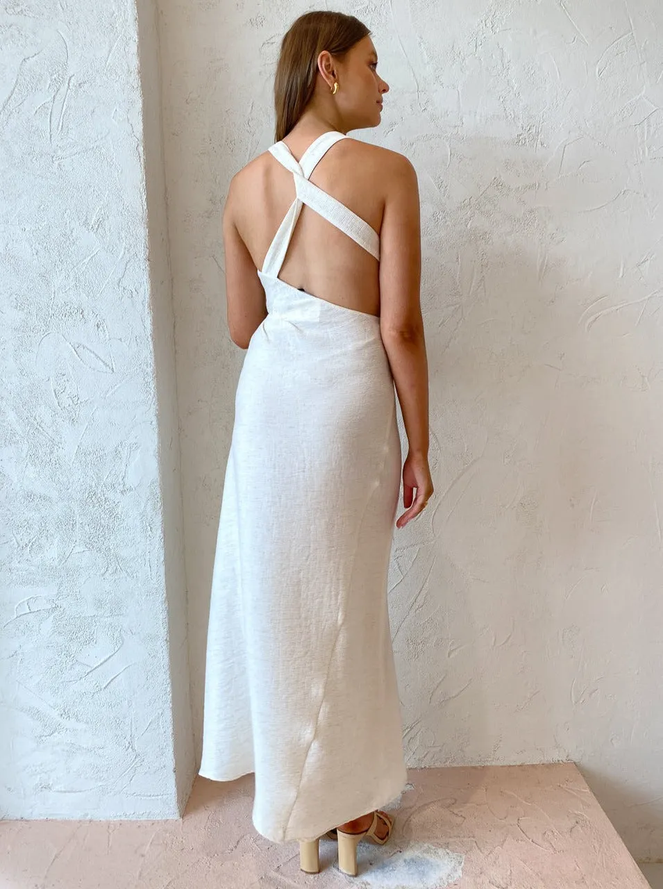 One Fell Swoop Accent Maxi Dress in Natural Linen