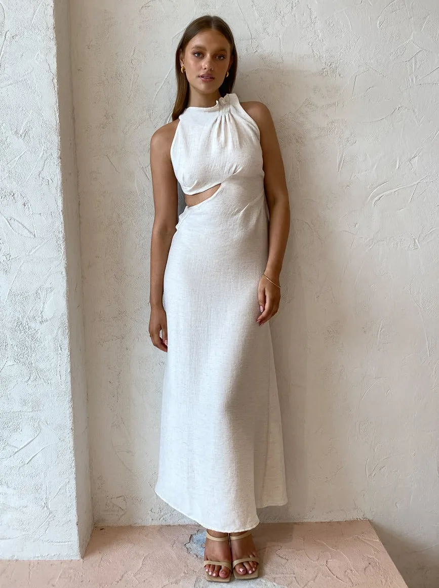 One Fell Swoop Accent Maxi Dress in Natural Linen