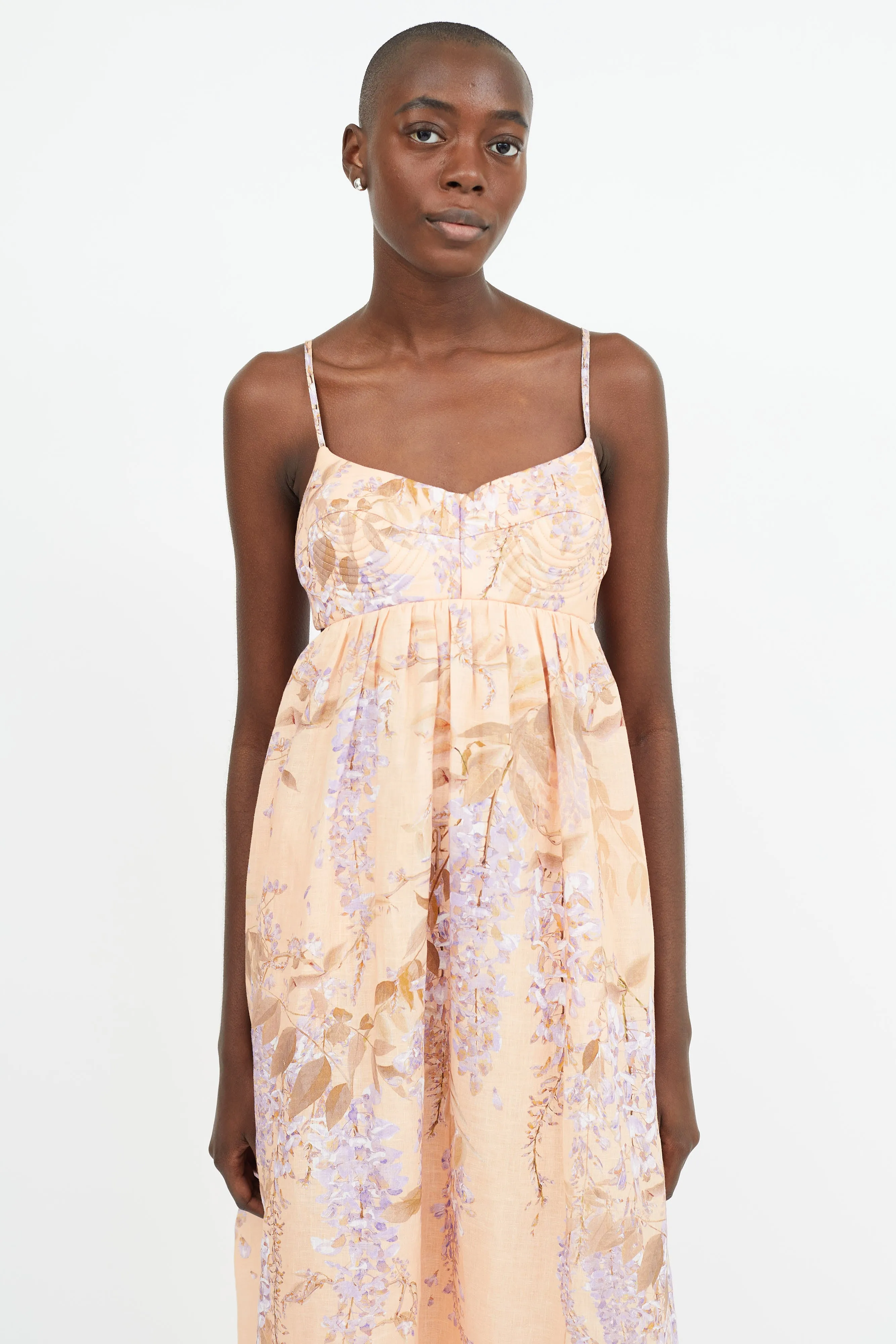 Orange & Purple Floral Print Dress