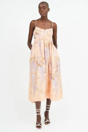 Orange & Purple Floral Print Dress