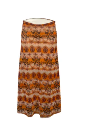 ORANGE GRUNGE HALF LINED MESH SKIRT