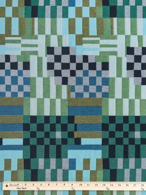 Patchwork Cotton Jacquard - Green   Blue   Black - Swatch