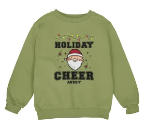 Personalized Christmas Sweatshirt for Toddler Boys with Holiday Cheer Text