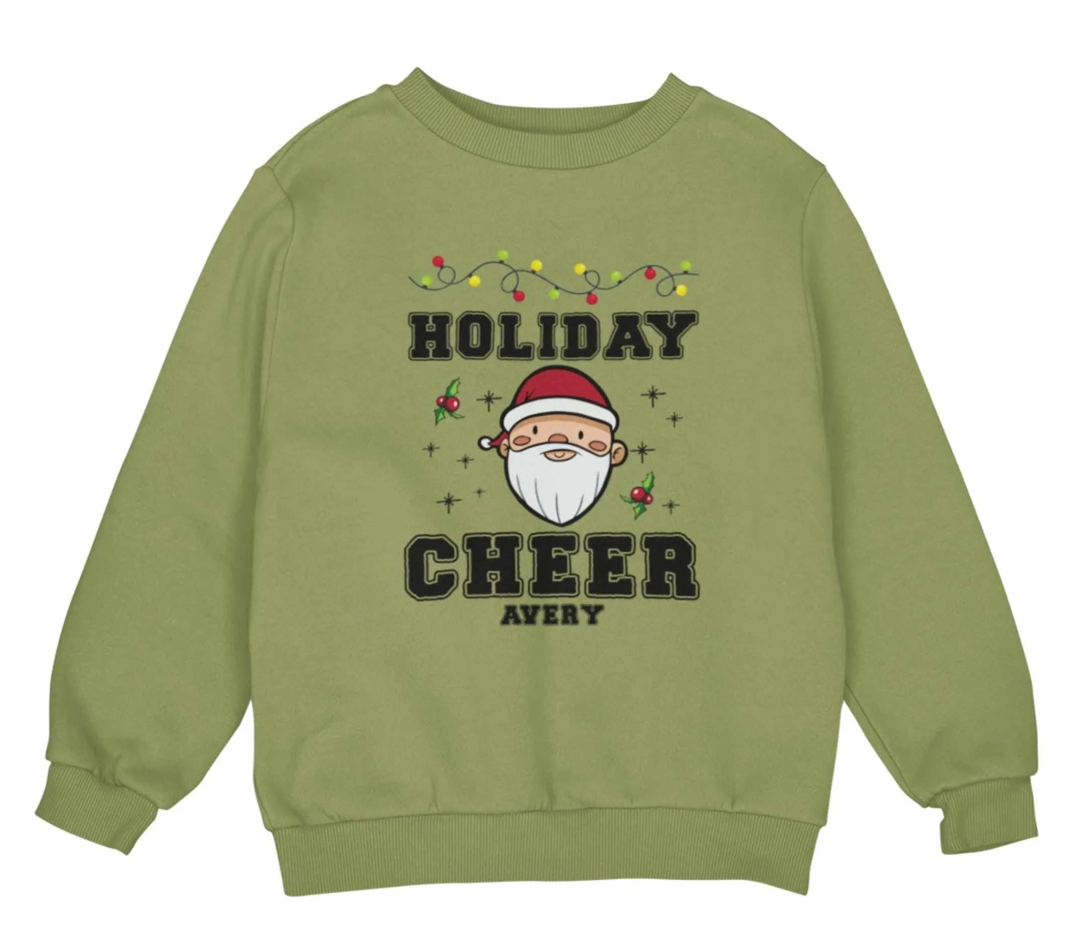 Personalized Christmas Sweatshirt for Toddler Boys with Holiday Cheer Text