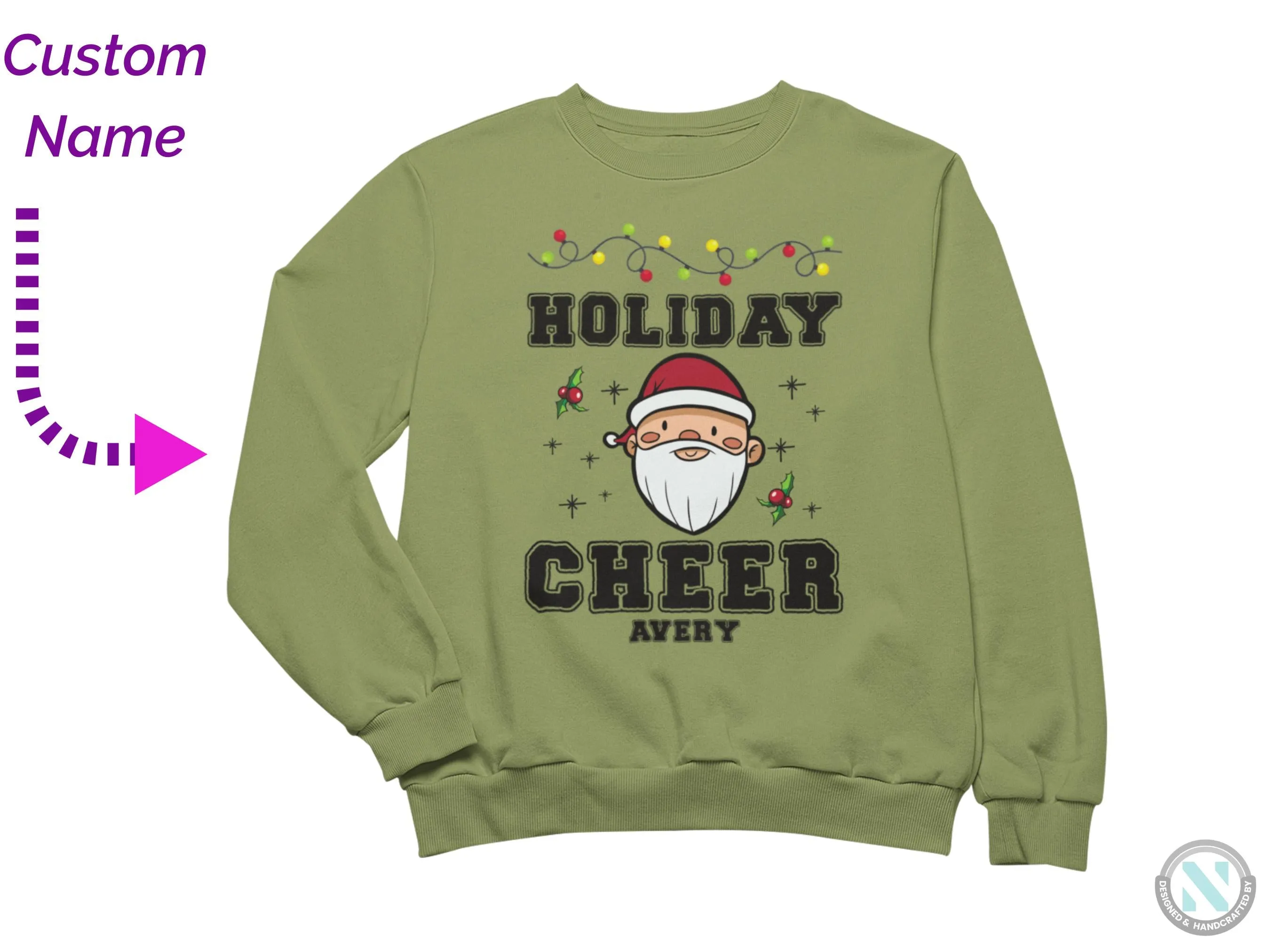 Personalized Christmas Sweatshirt for Toddler Boys with Holiday Cheer Text