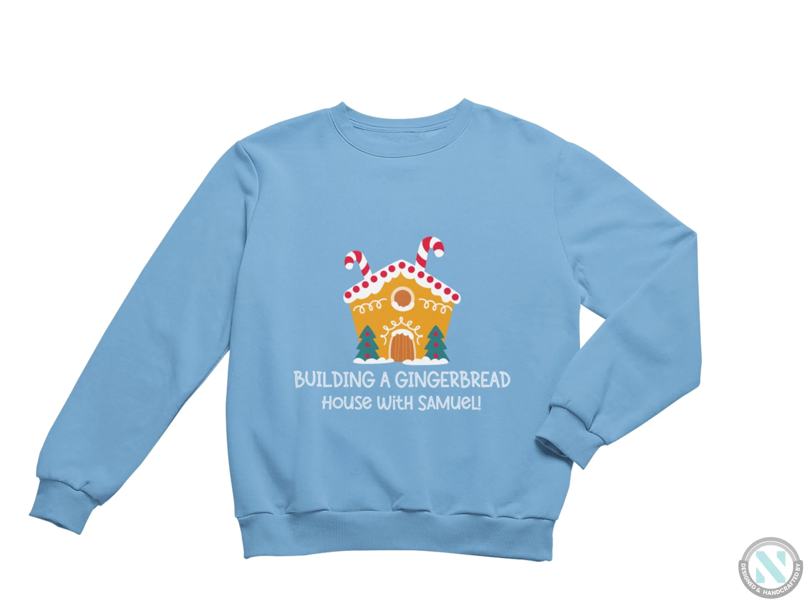 Personalized Winter Sweatshirt for Toddler Boys with Building A Gingerbread House