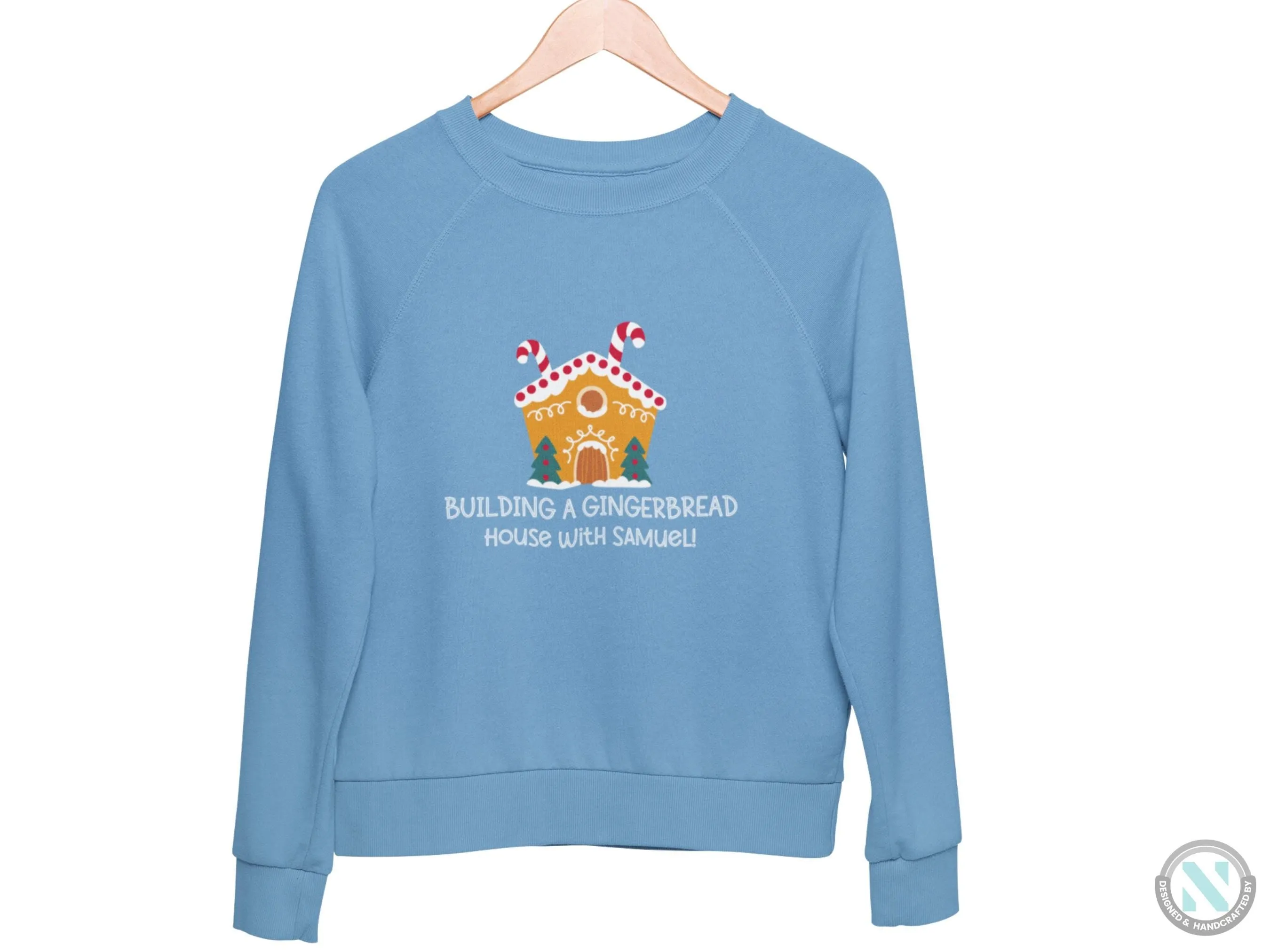 Personalized Winter Sweatshirt for Toddler Boys with Building A Gingerbread House