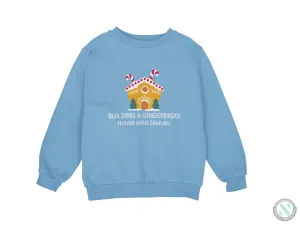 Personalized Winter Sweatshirt for Toddler Boys with Building A Gingerbread House