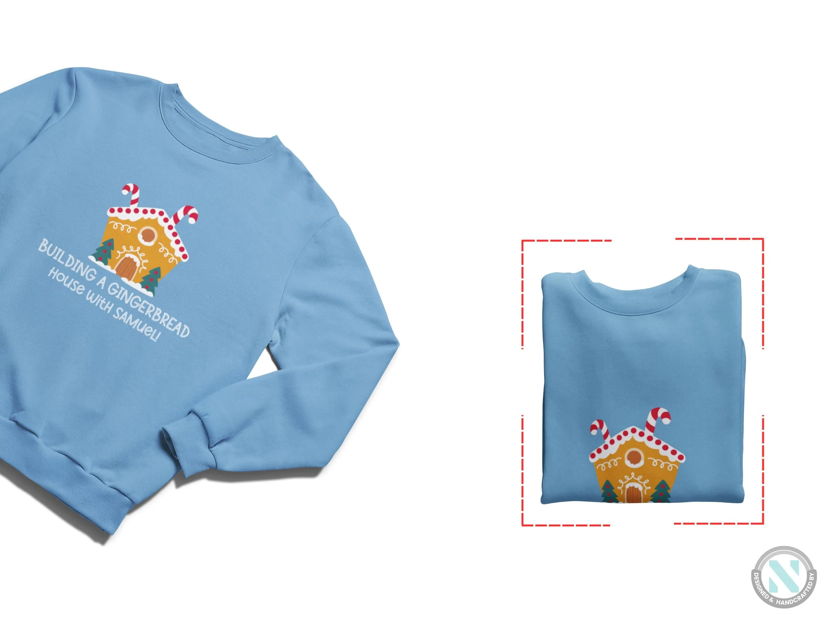 Personalized Winter Sweatshirt for Toddler Boys with Building A Gingerbread House