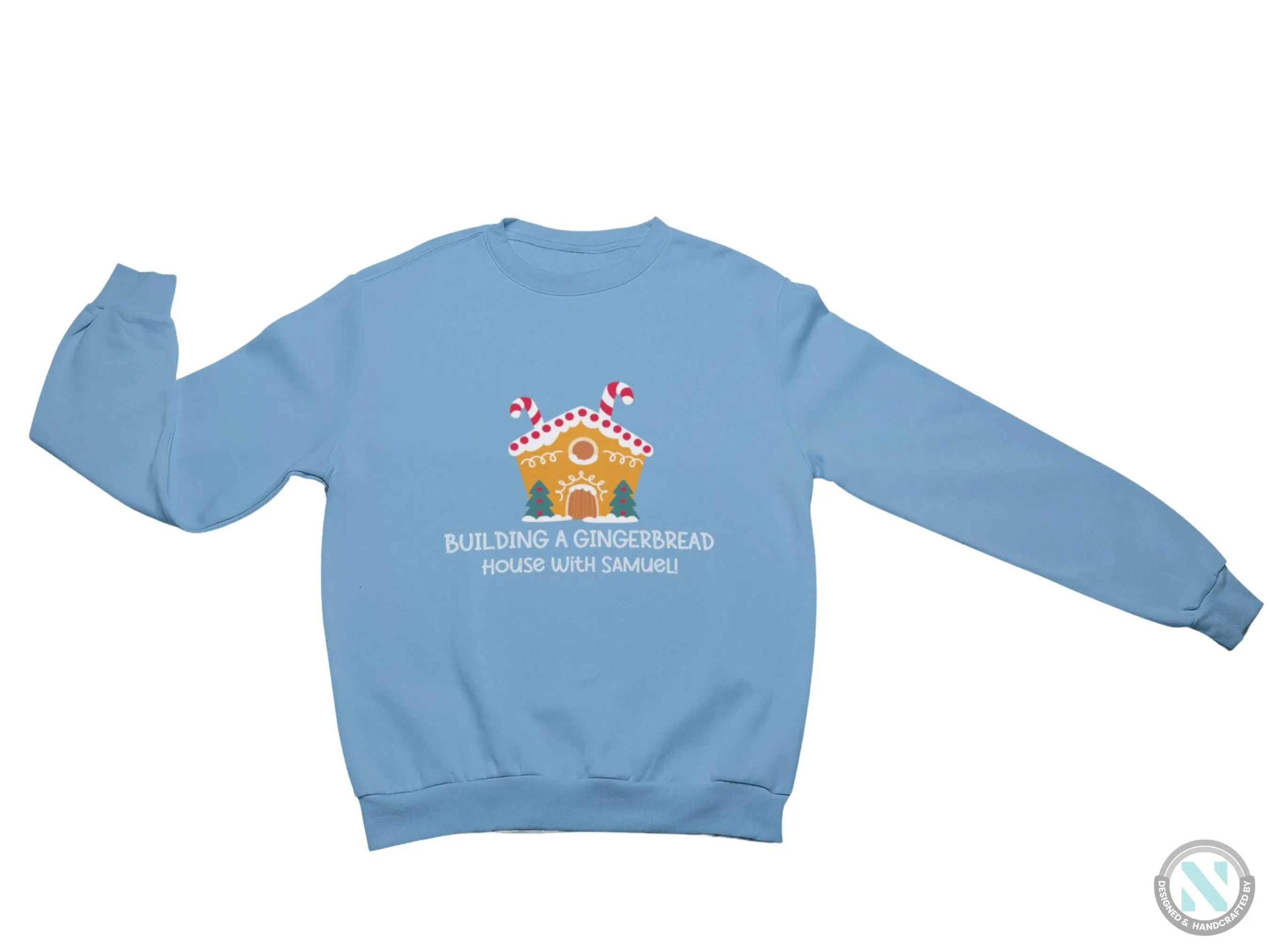 Personalized Winter Sweatshirt for Toddler Boys with Building A Gingerbread House