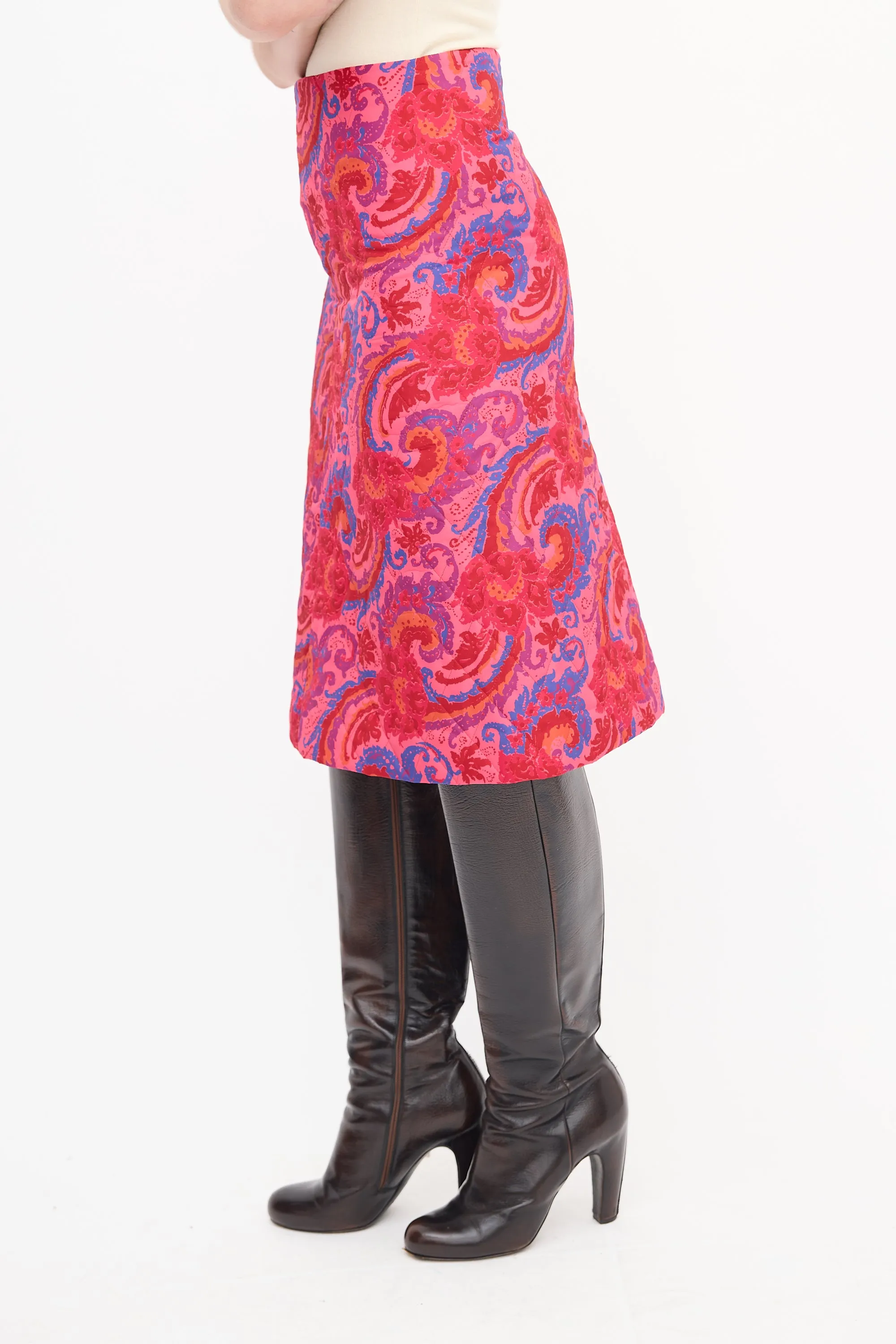 Pink & Multi Quilted Paisley Skirt