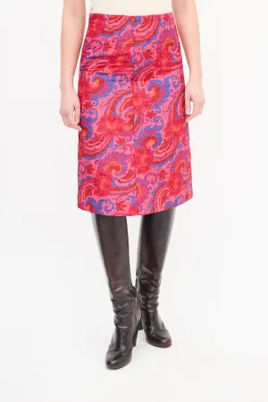Pink & Multi Quilted Paisley Skirt