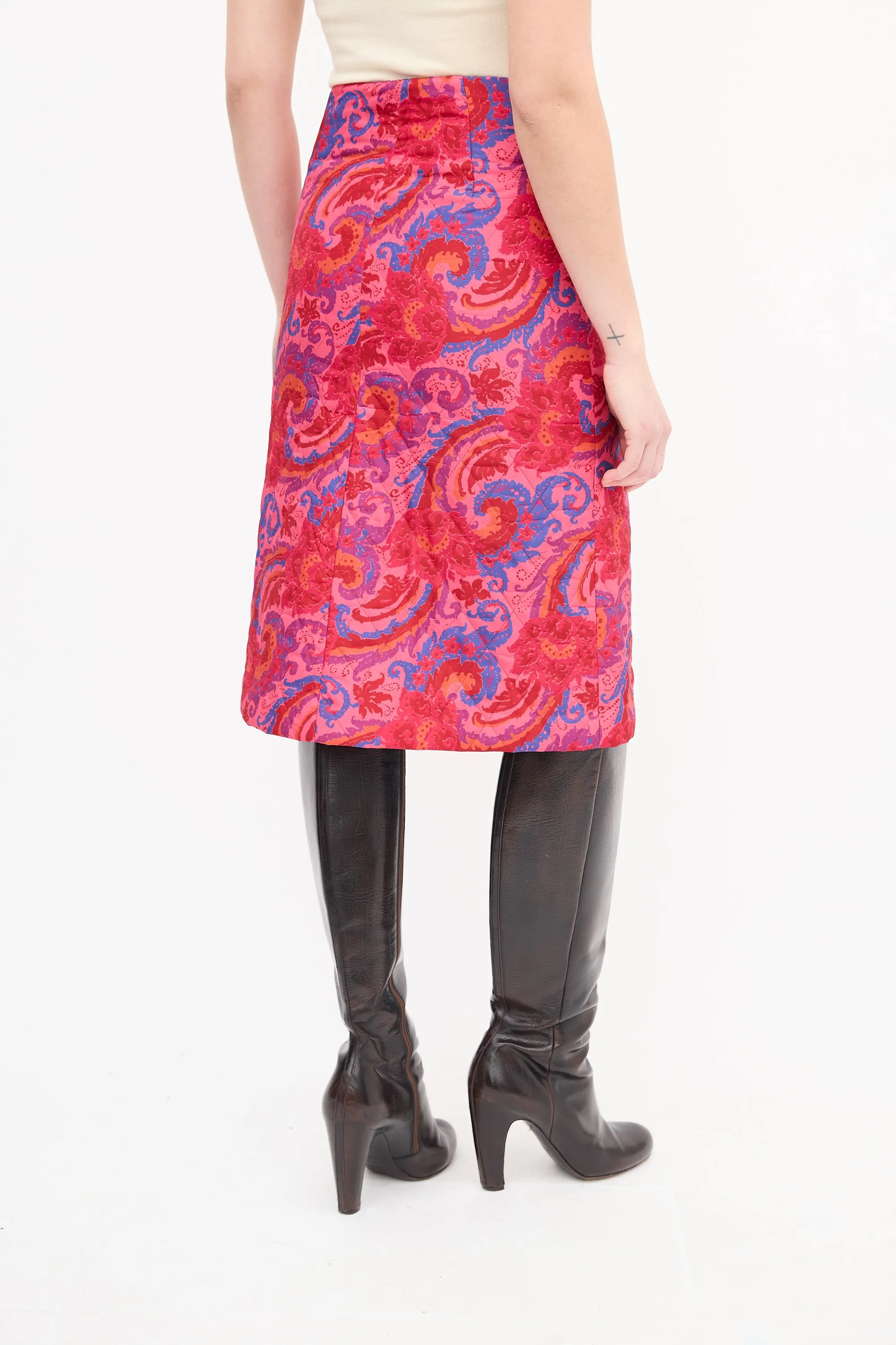 Pink & Multi Quilted Paisley Skirt
