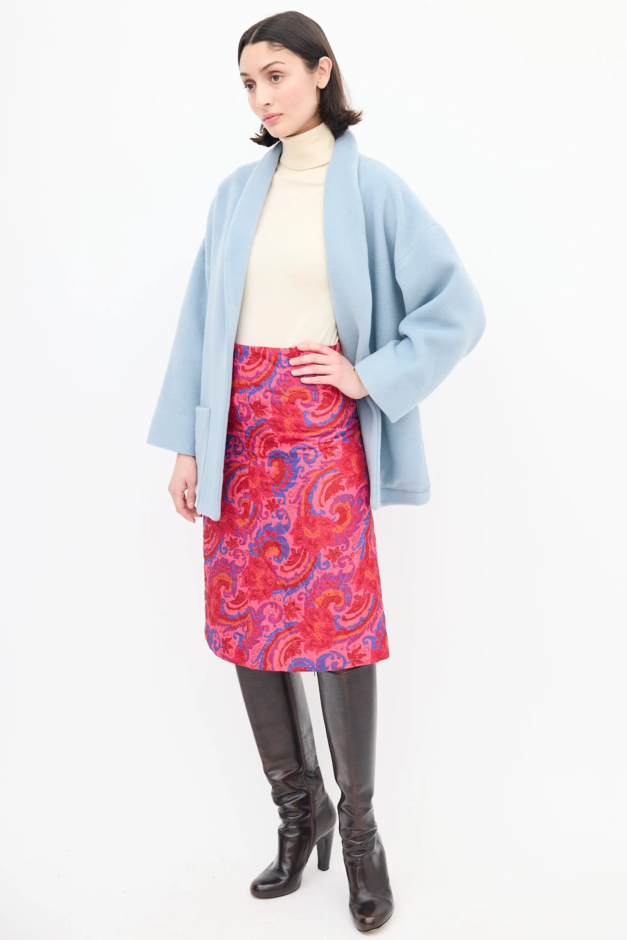 Pink & Multi Quilted Paisley Skirt