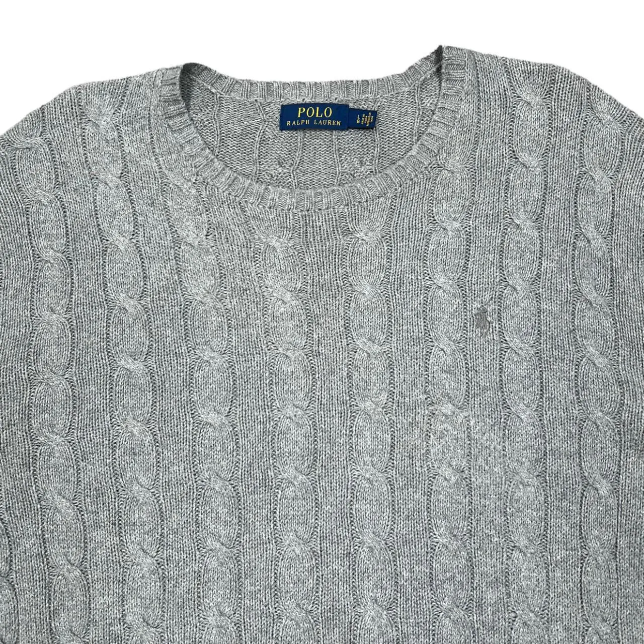 POLO RALPH LAUREN Classic Embroidered Mini Logo Cable Knit Crewneck Sweater Jumper