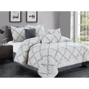 Premius Adam 7 Piece Oversized Comforter Set, Light Grey