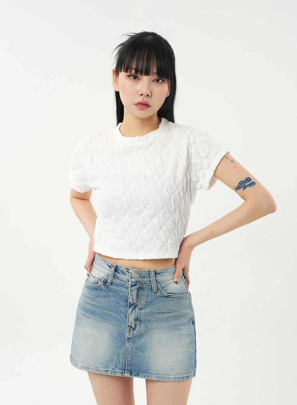 Quilted Cropped Tee  CA328