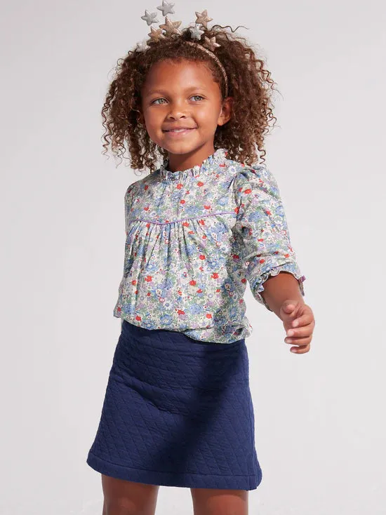 Quilted Mini Skirt | Navy