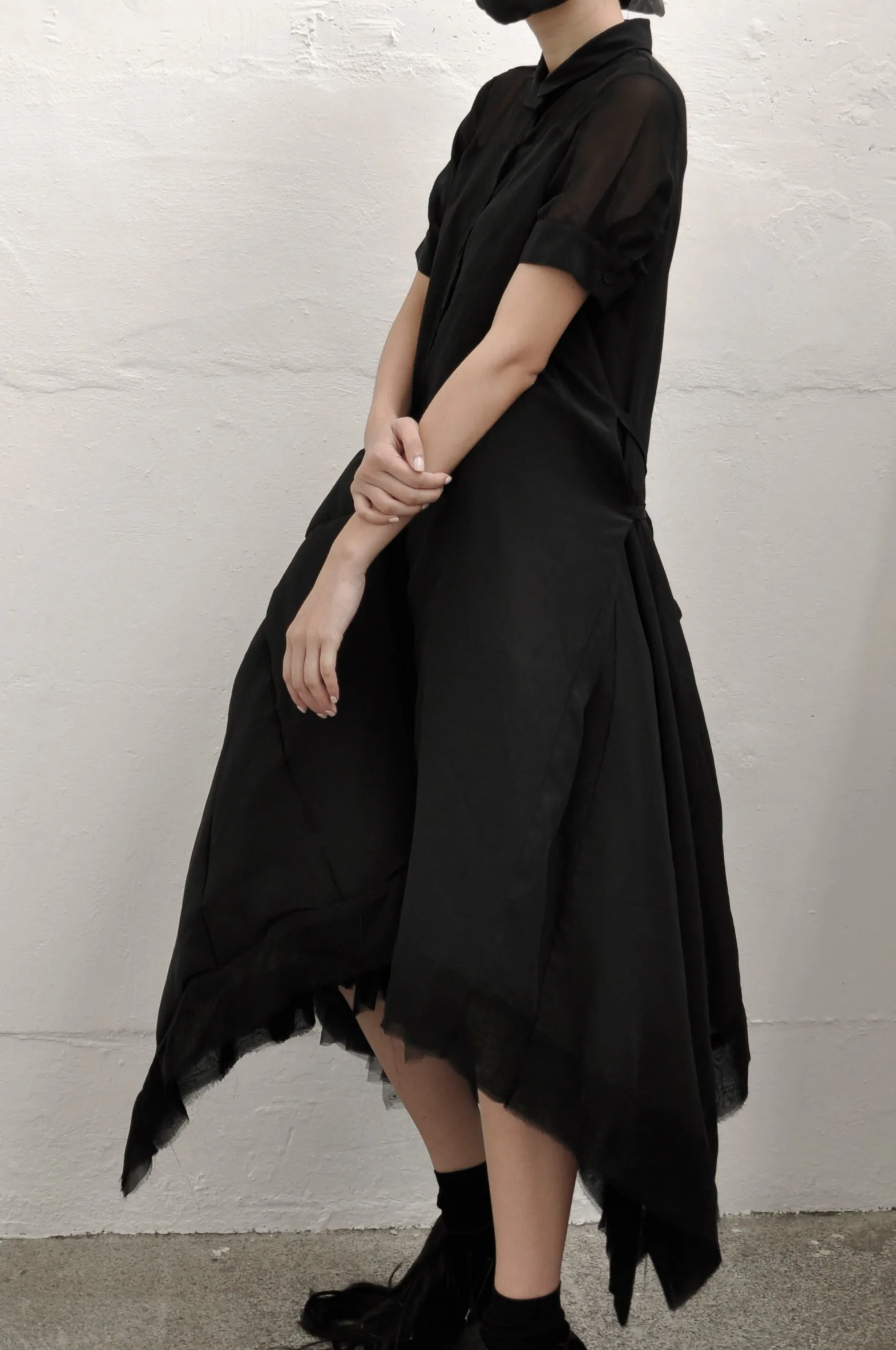QUILTED SILK SHIRT DRESS