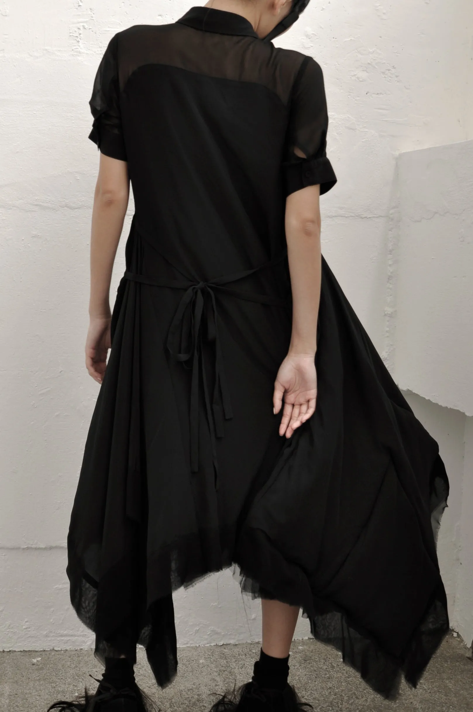 QUILTED SILK SHIRT DRESS