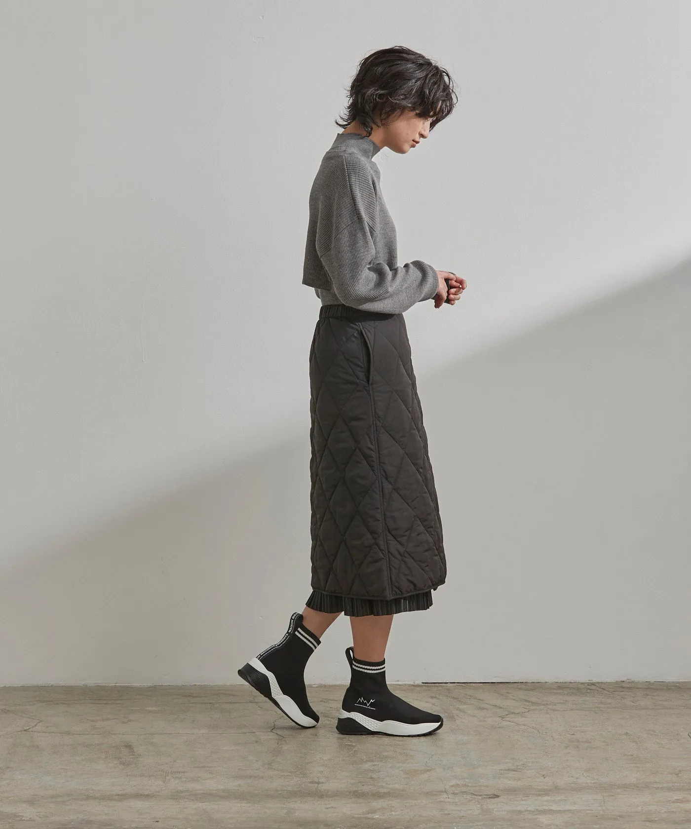 Quilted Wraparound Skirt - Beige