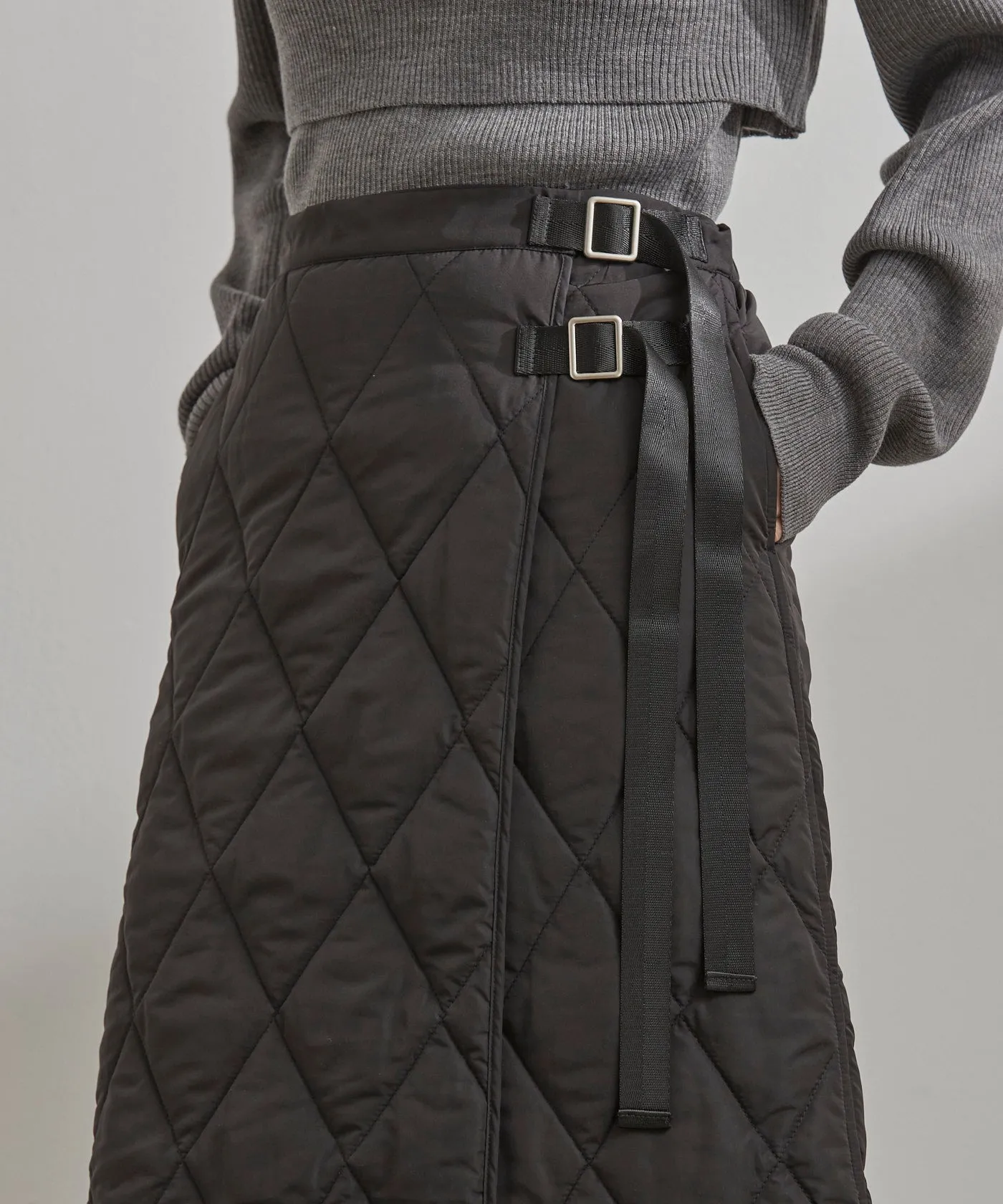 Quilted Wraparound Skirt - Green