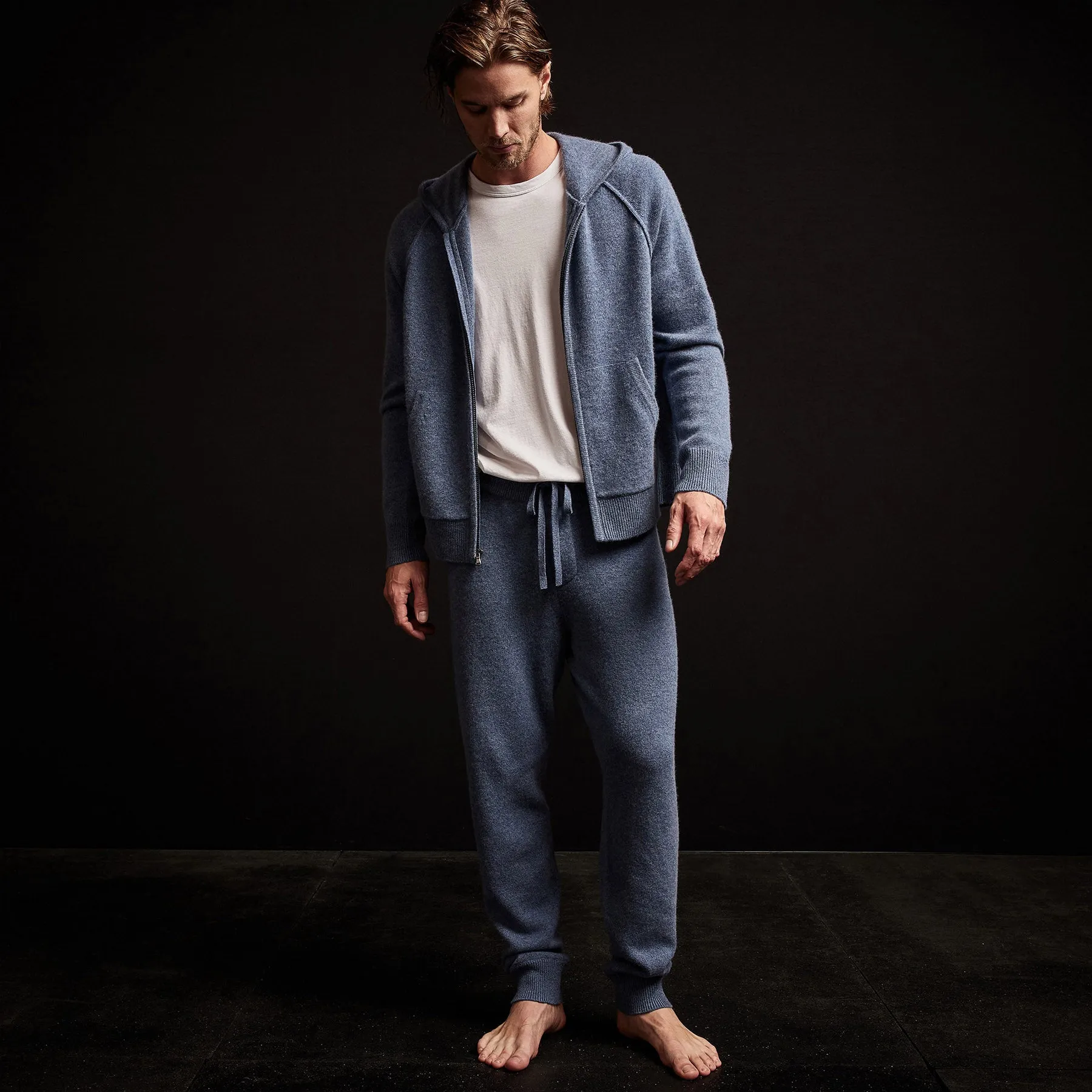 Recycled Cashmere Track Pant - Denim