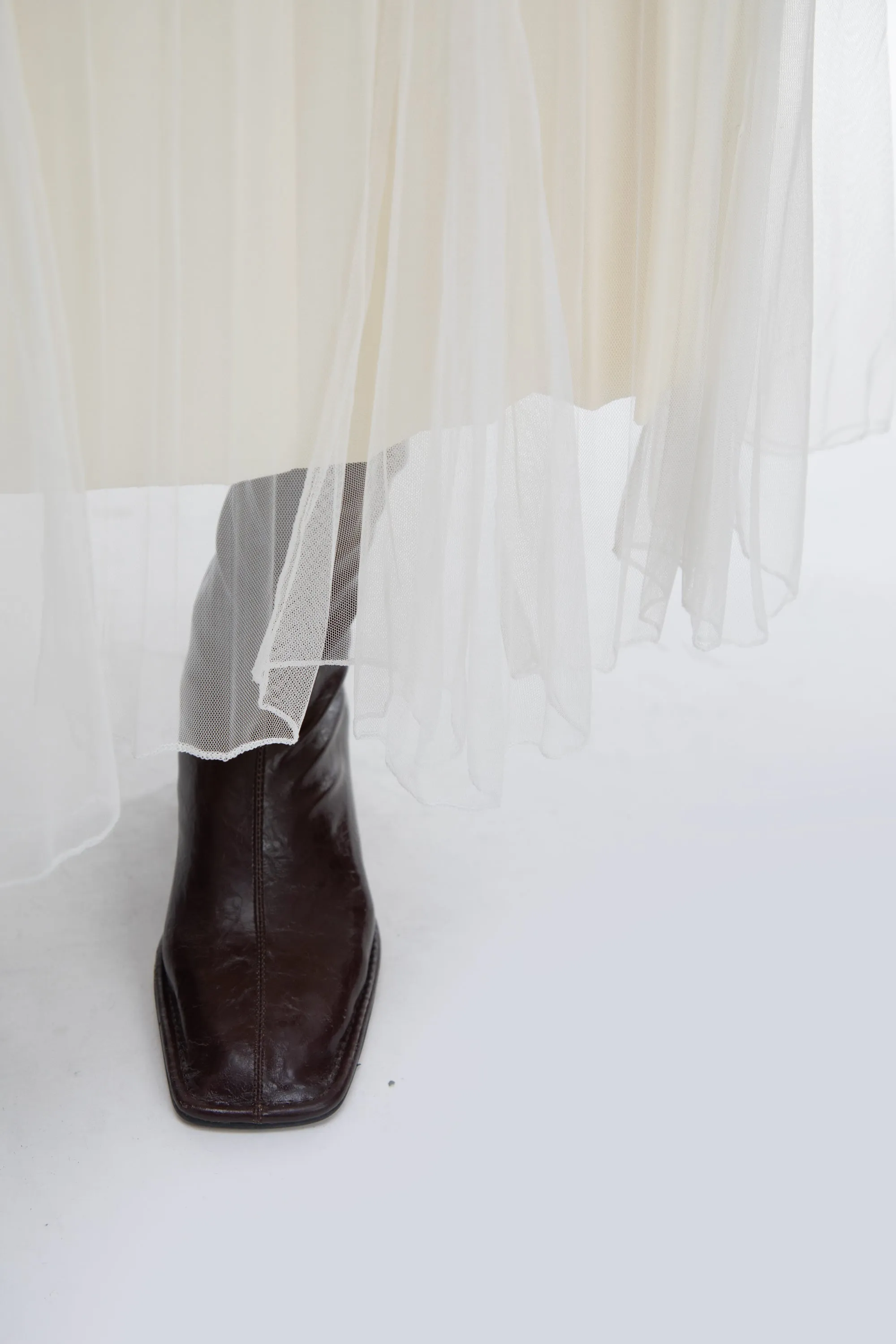 REVERSIBLE LAYERED PLEATED MIDI SKIRT