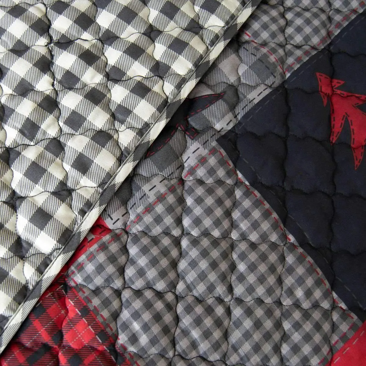 Reversible Red Bear Quilt Set