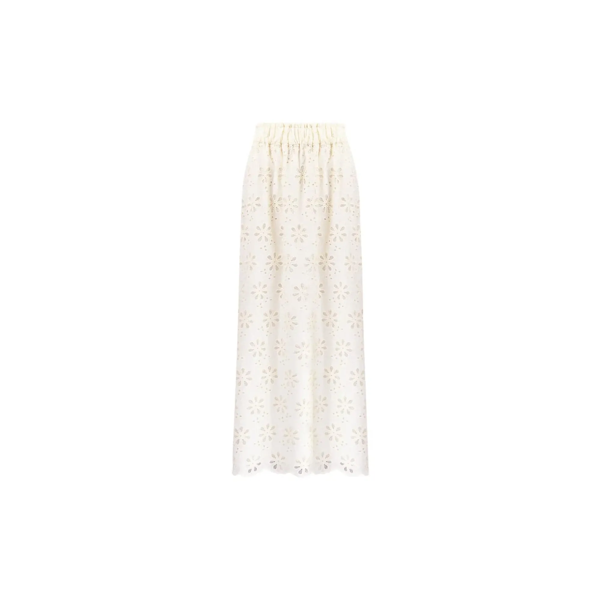 Ro&Zo Ivory Broderie Maxi Skirt in Cream