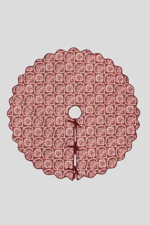 Scarlet Damask Quilted Tree Skirt