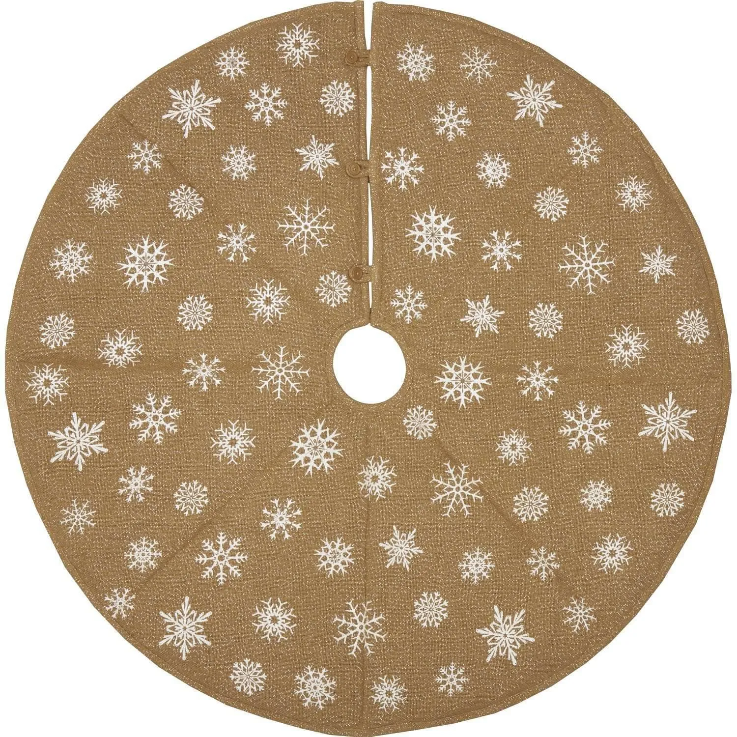 Snowflake Burlap Natural Christmas Tree Skirt 48 VHC Brands