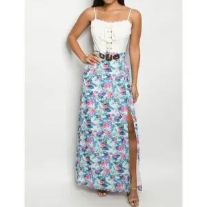 Tie Front Bodice Floral Maxi
